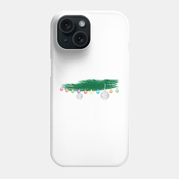 Green Leaves, Colorful Light Bunting and Silver Ornaments Phone Case by sigdesign