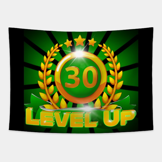 Level Up 30th Birthday Gift Tapestry by ScienceNStuffStudio