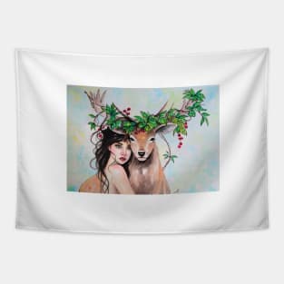 Watercolor deer Tapestry