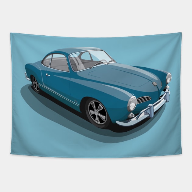 karmann ghia in blue Tapestry by candcretro