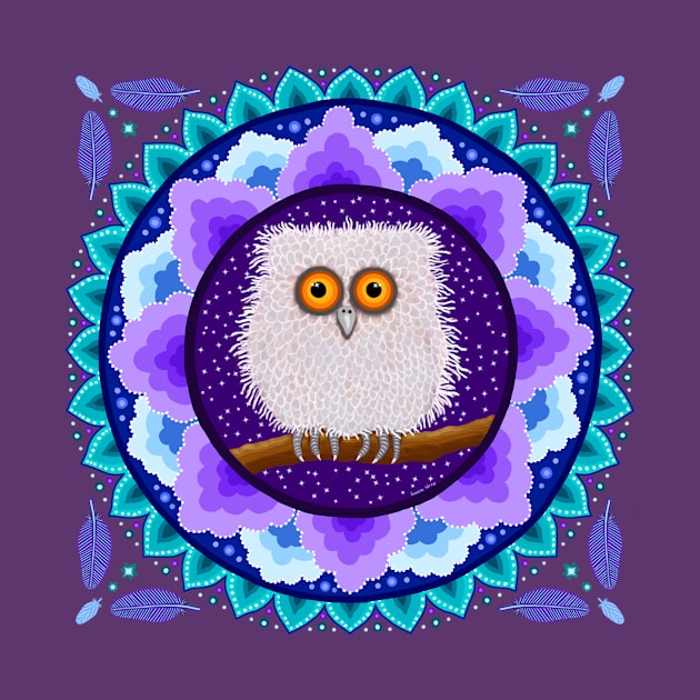 Fluffy Baby Owl Mandala by SoozieWray