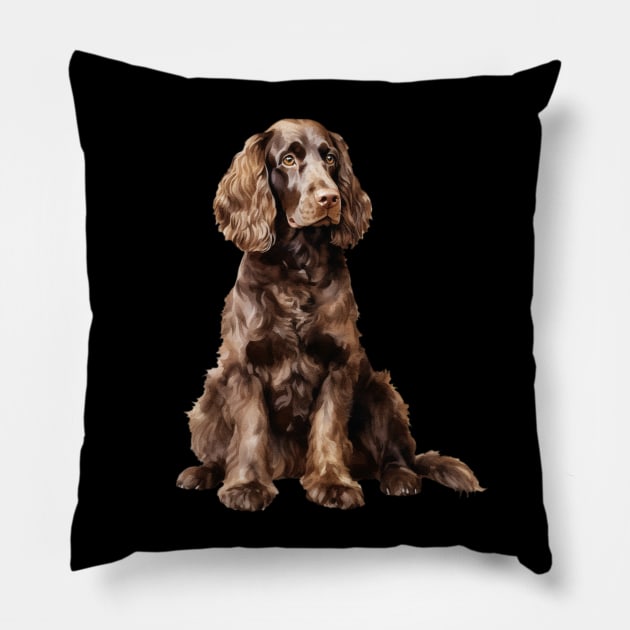 American Water Spaniel Pillow by DavidBriotArt