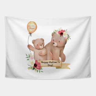 Love You Mom - Happy Mother's Day Bear Love Tapestry