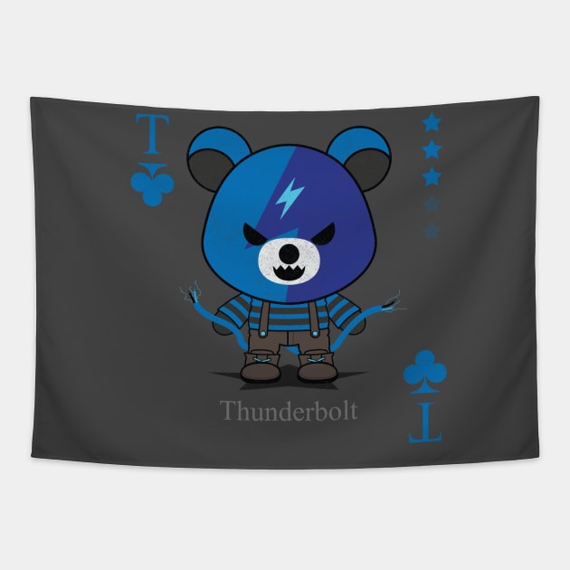 Thunderbolt Evil bear holding electric shock cute scary cool Halloween card Nightmare Birthday Tapestry by ACDC Animal Cool Dark Cute