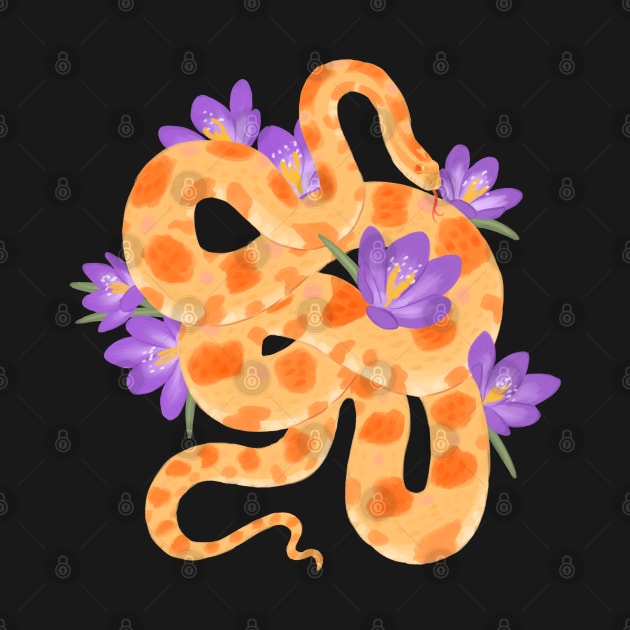 Corn Snake and Crocus by starrypaige