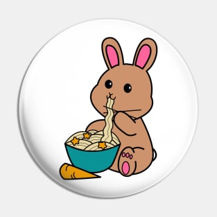 Chibi Bunny Eating Carrot Ramen  2.0 Pin