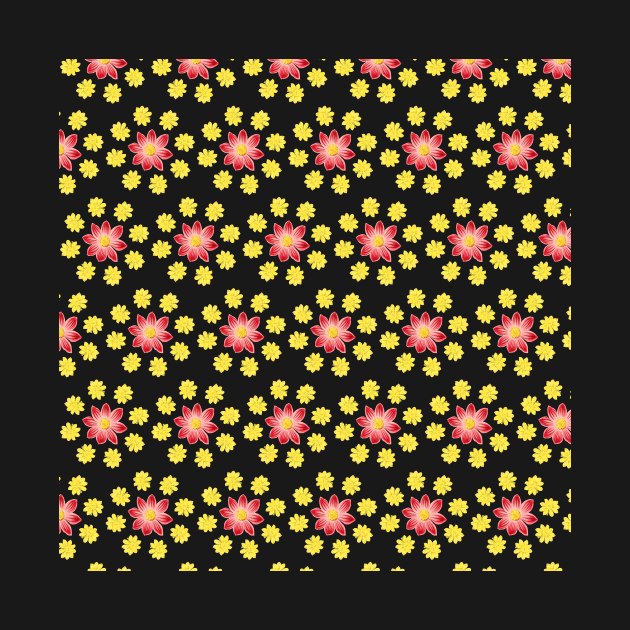 Red and Yellow Flowers Pattern by allovervintage