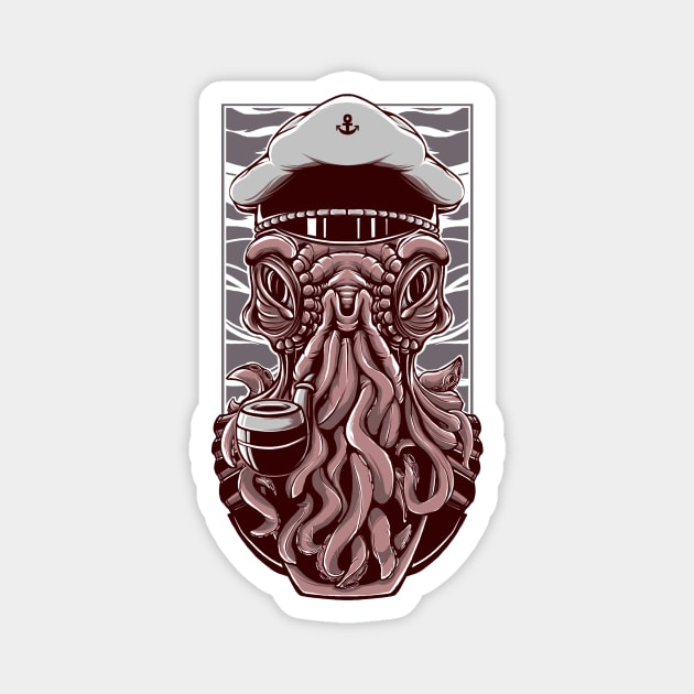 Squid Beard Captain Magnet by phebriand