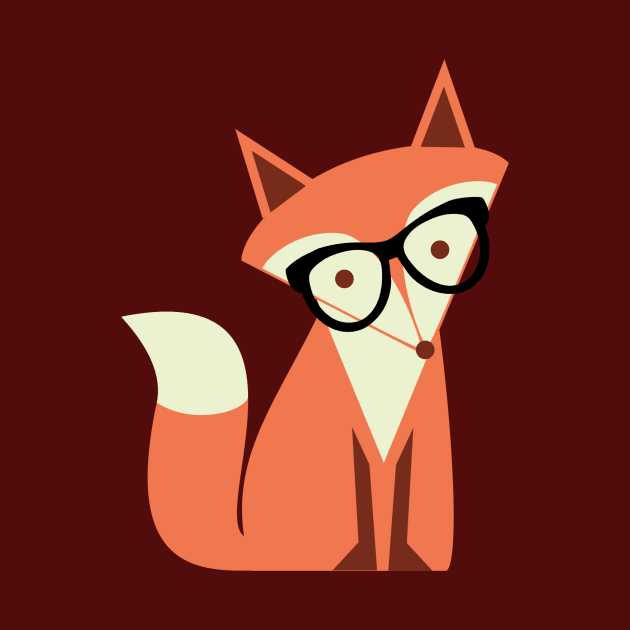 Cute Cartoon Hipster Fox by HappyPixelDesigns