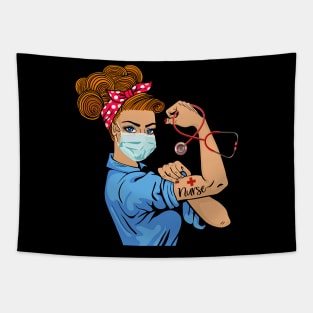 Custom Name Nurse Rosie The Riveter Girl Shirt Nurse Life Tee CNA RN T-shirt Tapestry