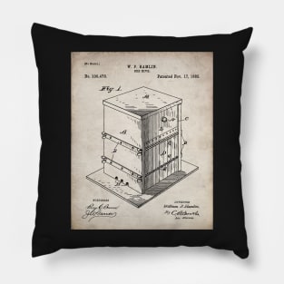 Beekeeping Patent - Beekeeper Bee Hive Honey Art - Antique Pillow