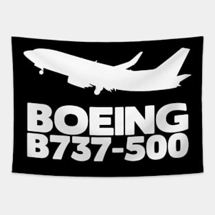 Boeing B737-500 Silhouette Print (White) Tapestry