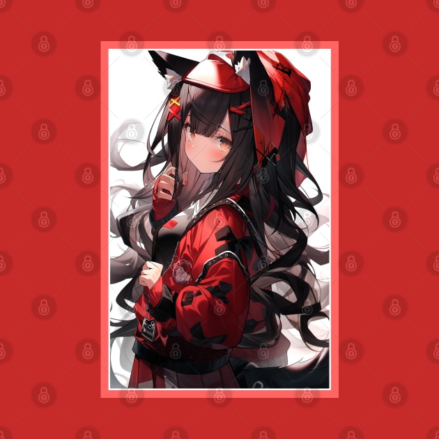 Aesthetic Anime Red White Rosa Black | Quality Aesthetic Anime Design | Chibi Manga Anime Art by AlNoah