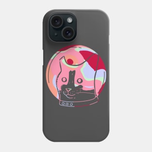 Astronaut Cat in Trippy colors, pink, orange, red, lilac green cute gift Phone Case
