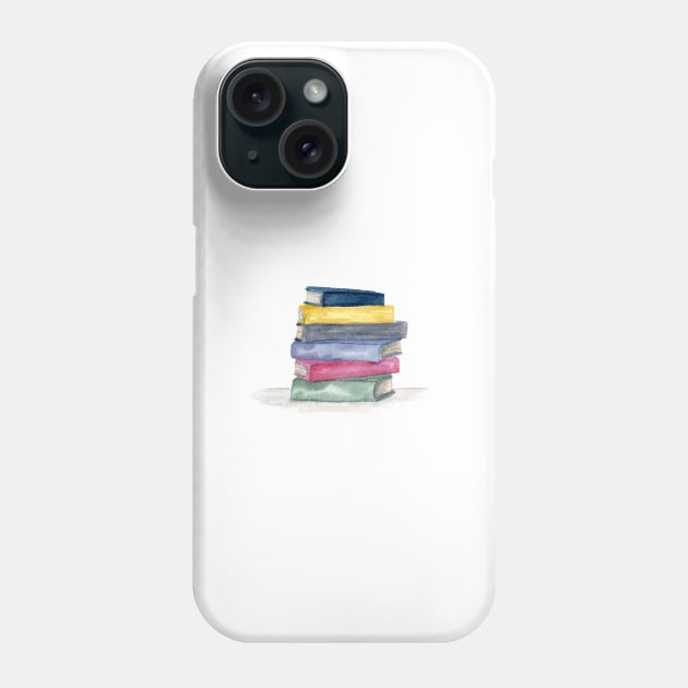 Watercolor Stack of Books Phone Case by Harpleydesign