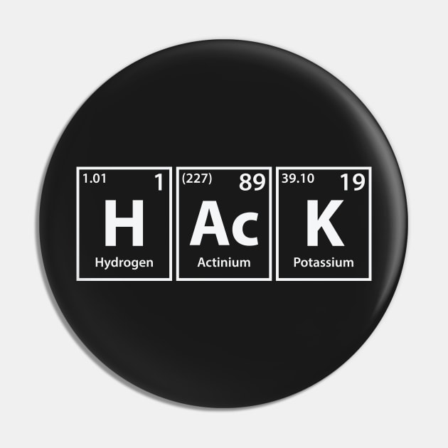 Hack (H-Ac-K) Periodic Elements Spelling Pin by cerebrands