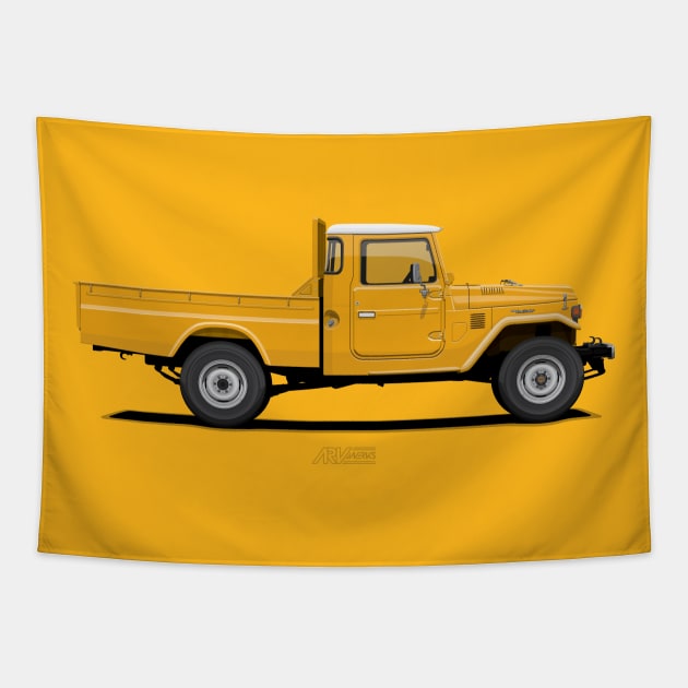 Land Cruiser FJ45 Pick Up Yellow Tapestry by ARVwerks