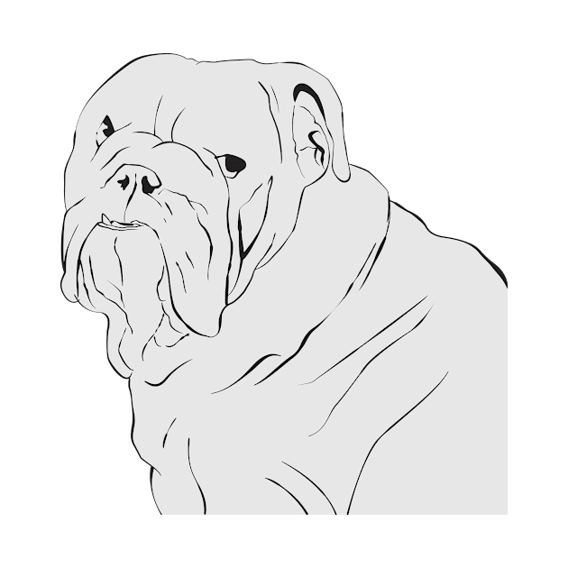 Grey line art bulldog portrait by diplikaya