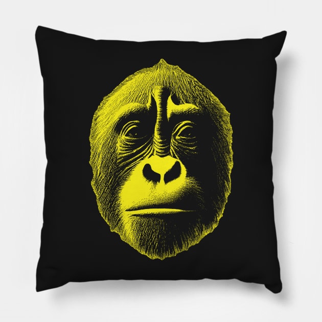 Graphic Yellow Big Bondo Bili Ape Face Pillow by pelagio