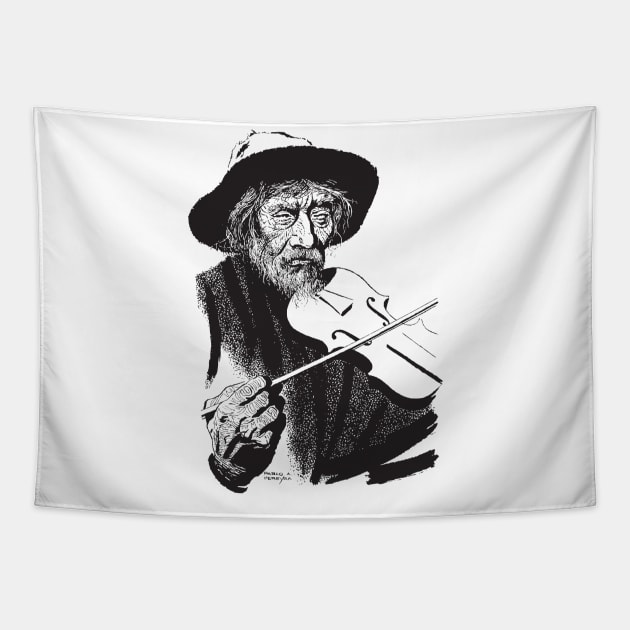 Gaucho Violinist by PPereyra Tapestry by Pablo Pereyra Art