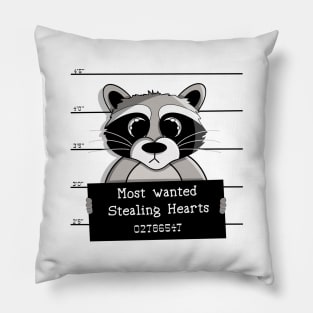 Wanted Raccoon I Steal Hearts Pillow