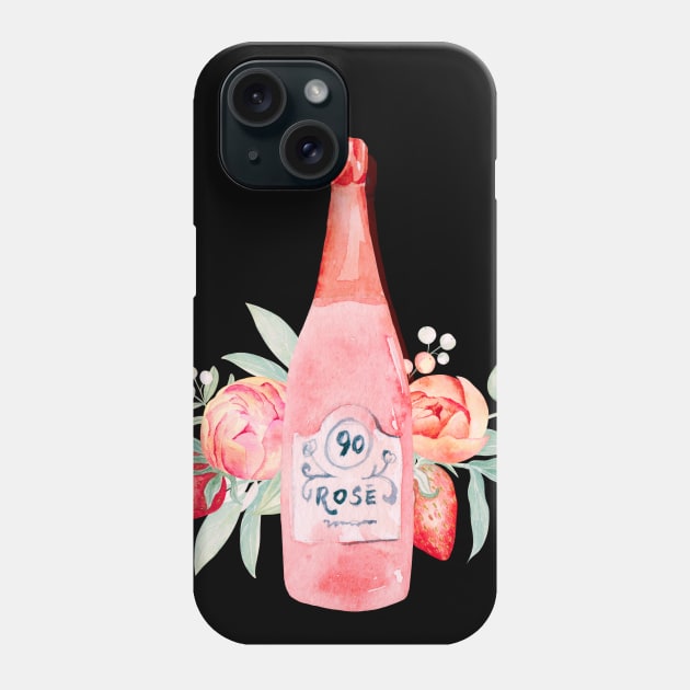 Cheers! Rosé with Peonies and Strawberries Phone Case by TJWDraws