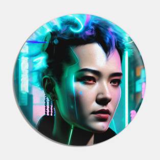 Abstract Cyberpunk Girl Pin