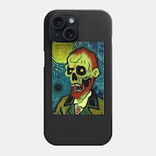 TEAL BACKGROUND ZOMBIE IN VAN GOGH STYLE Phone Case