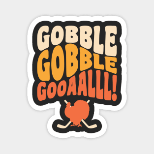 Thanksgiving Hockey Player Ice Hockey Gobble Goal Magnet