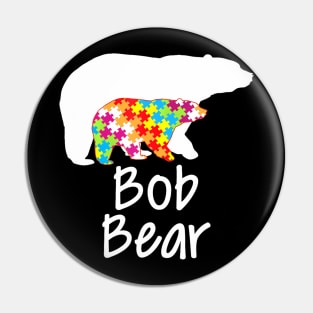 Bob Autism Awareness Bear Rainbow Puzzle Ribbon Day Pin