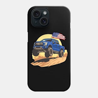 F150 car truck offroad jump on desert blue Phone Case