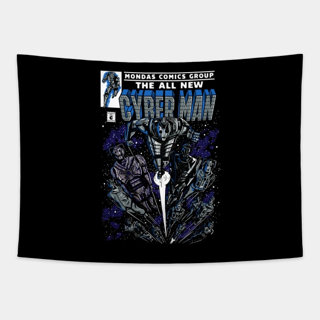 Cyber Man Comic Cover Tapestry by APSketches