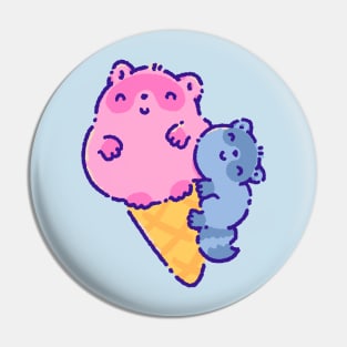 Raccoon ice cream Pin