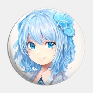 anime gift manga girl blue hair Pin