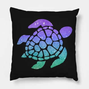 Bright Purple Aqua Ombre Faux Glitter Turtle Pillow