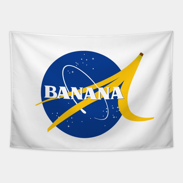 NASA funny banana logo Tapestry by minimaldesign