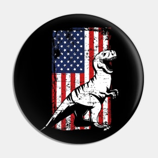 4th Of July American Flag Tyrannosaurs Rex Dinosaur Rex Premium Pin