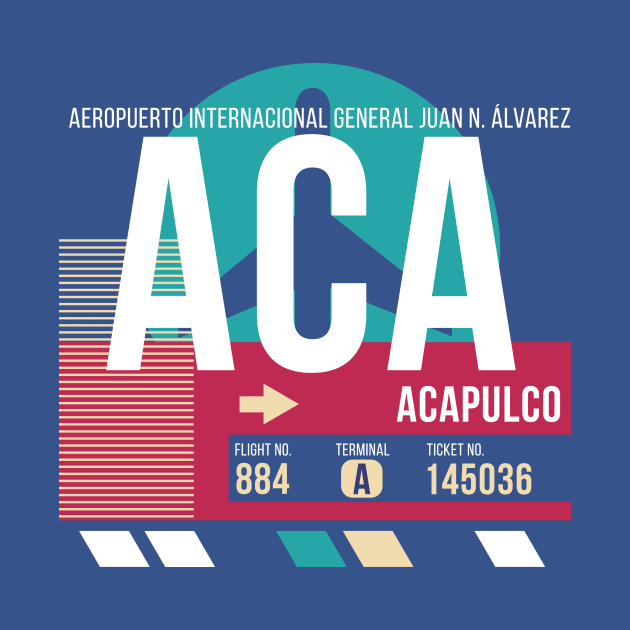 Acapulco, Mexico (ACA) Airport Code Baggage Tag E by SLAG_Creative