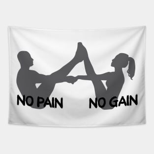 Yoga No Pain No Gain Design Silhouette Tapestry