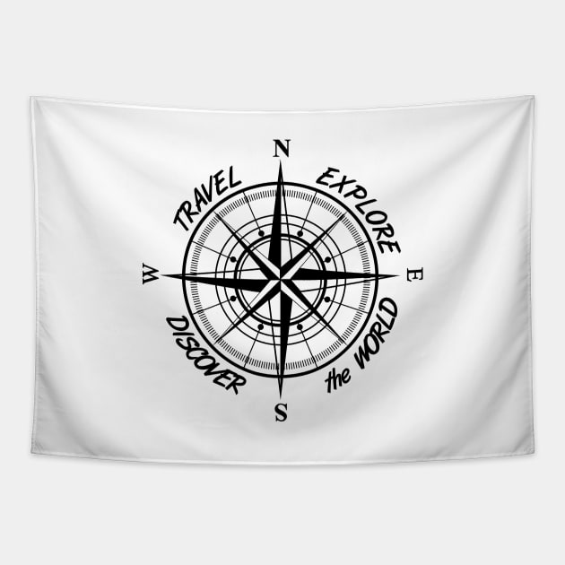 Travel explore discover the world compass Tapestry by gegogneto