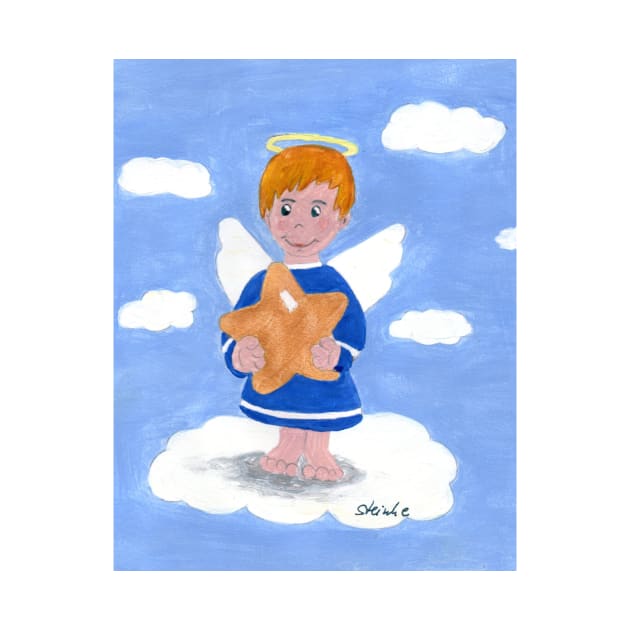 Little blond angel boy with star by Kunst und Kreatives