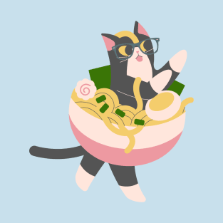 Silly Ramen Bowl Cat T-Shirt