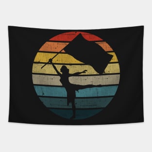 Colour Guard Silhouette On A Distressed Retro Sunset product Tapestry