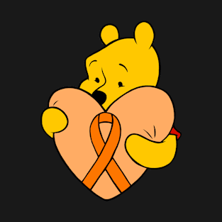 Yellow Bear hugging Orange Awareness ribbon. T-Shirt