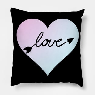 Pink and blue ombre heart with the word love Pillow