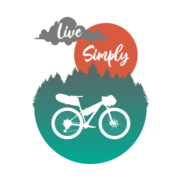 Live Simply - Adventure Mountain Bike Artwork - Bikepacking by anothercyclist