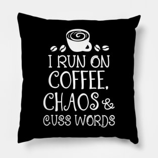 I Run On Coffee Scissors And Cuss Words Hairstylist Pillow