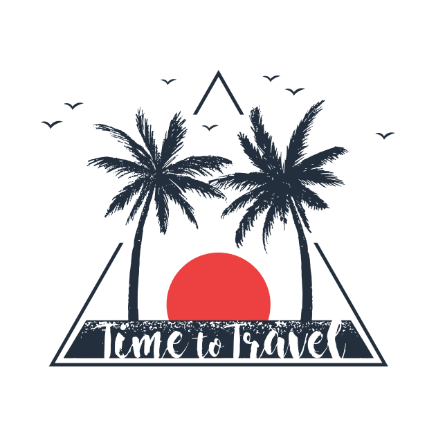 Time To Travel. Sunset. Palms. Geometric Style by SlothAstronaut