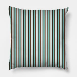 Chocolate and Mint Vertical Stripes in Pretty Tints of Teal and Shades of Brown Pillow