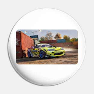 Silvia s15 Drift Yellow Cartoon Drawing Action Print Pin